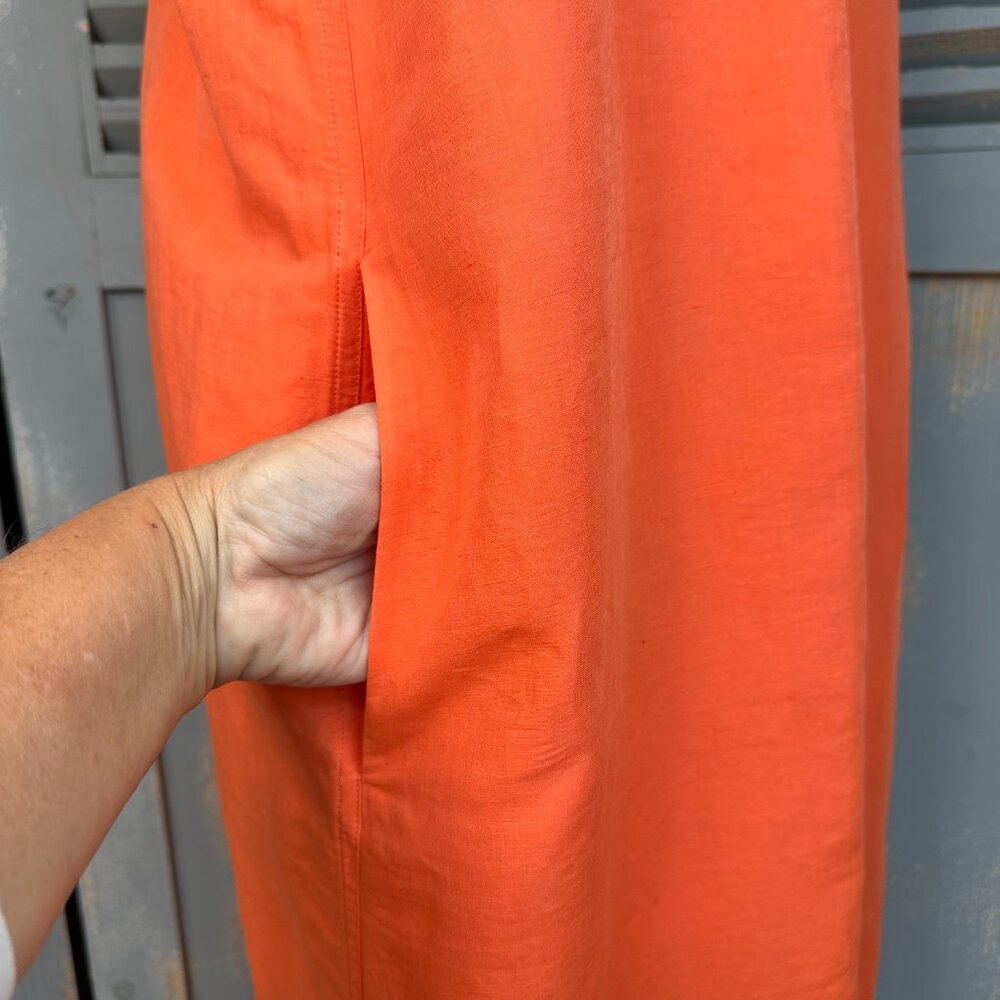 COS Low-Cut Back Linen Midi Dress Orange Sz XS - Picture 6 of 12
